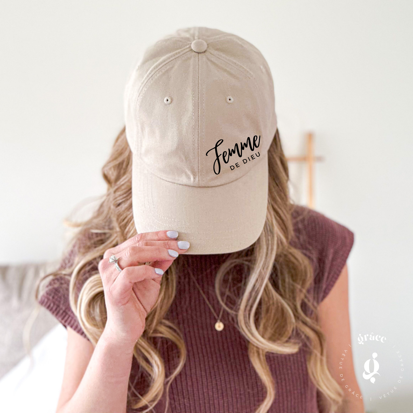 Casquette Femme beige ajustable
