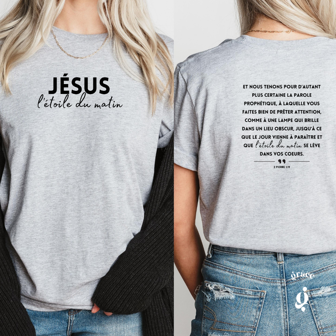 T-shirt unisexe JÉSUS l'étoile du matin (2 Pierre 1:19)