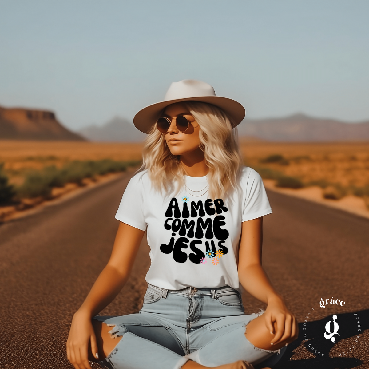 T-shirt Aimer comme Jésus (blanc ou rose)