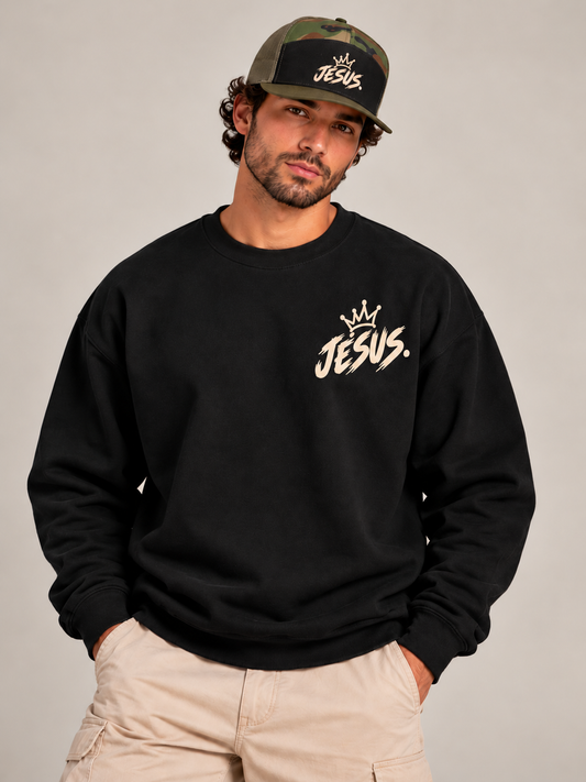 Je fais du bruit pour Jésus | Crewneck noir unisexe