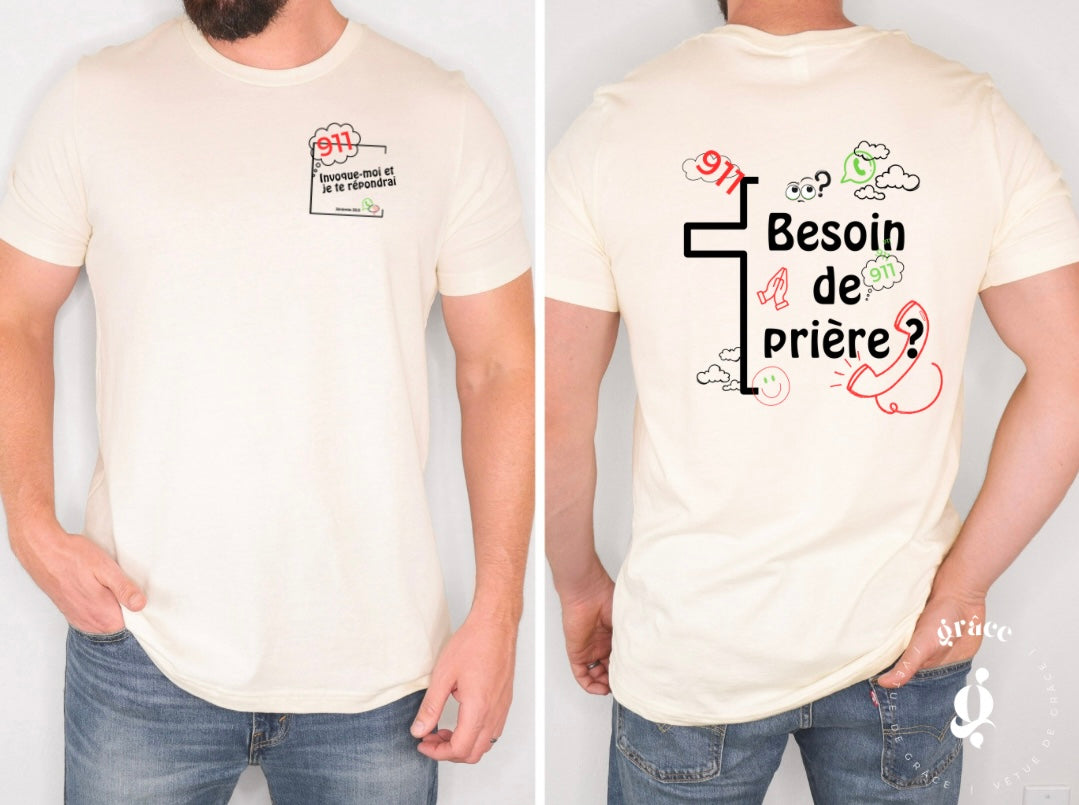 T-shirt Jérémie 33:3 - Besoin de prière ?