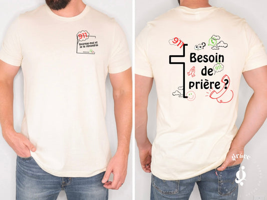 T-shirt Jérémie 33:3 - Besoin de prière ?