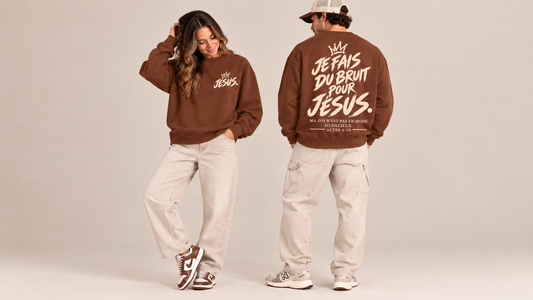 Je fais du bruit pour Jésus | Crewneck cacao unisexe